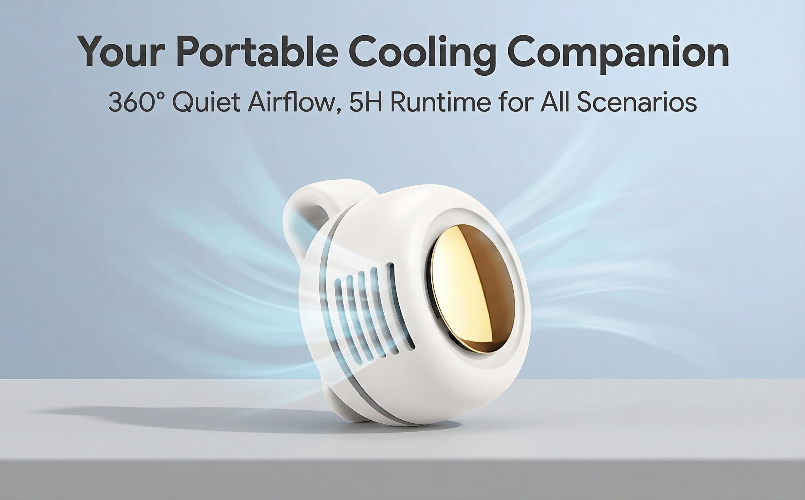 Windyway Portable Silent Mini Bladeless Electric Fan,Adjustable 3-speed Suspended Waist Fans,Phone Cooling Fan,Personal Fan,Rotating BodyFan Suitable for Outdoor Travel,fathersdaygift,rechargeable personal fan,handheld turbo fan,Perfect Gift