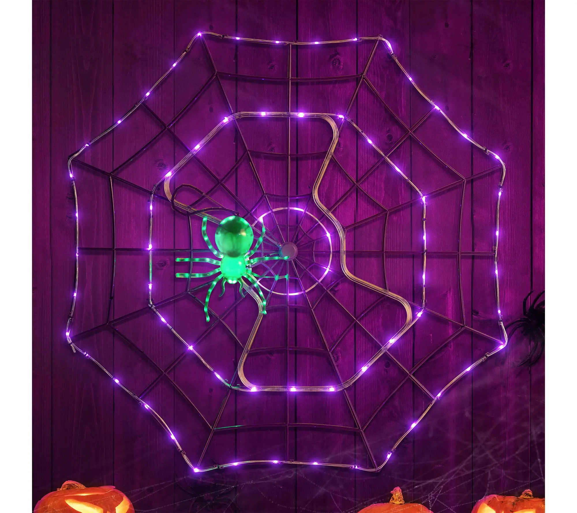 4ft Purple Outdoor Animated Spider Web with LED Lights