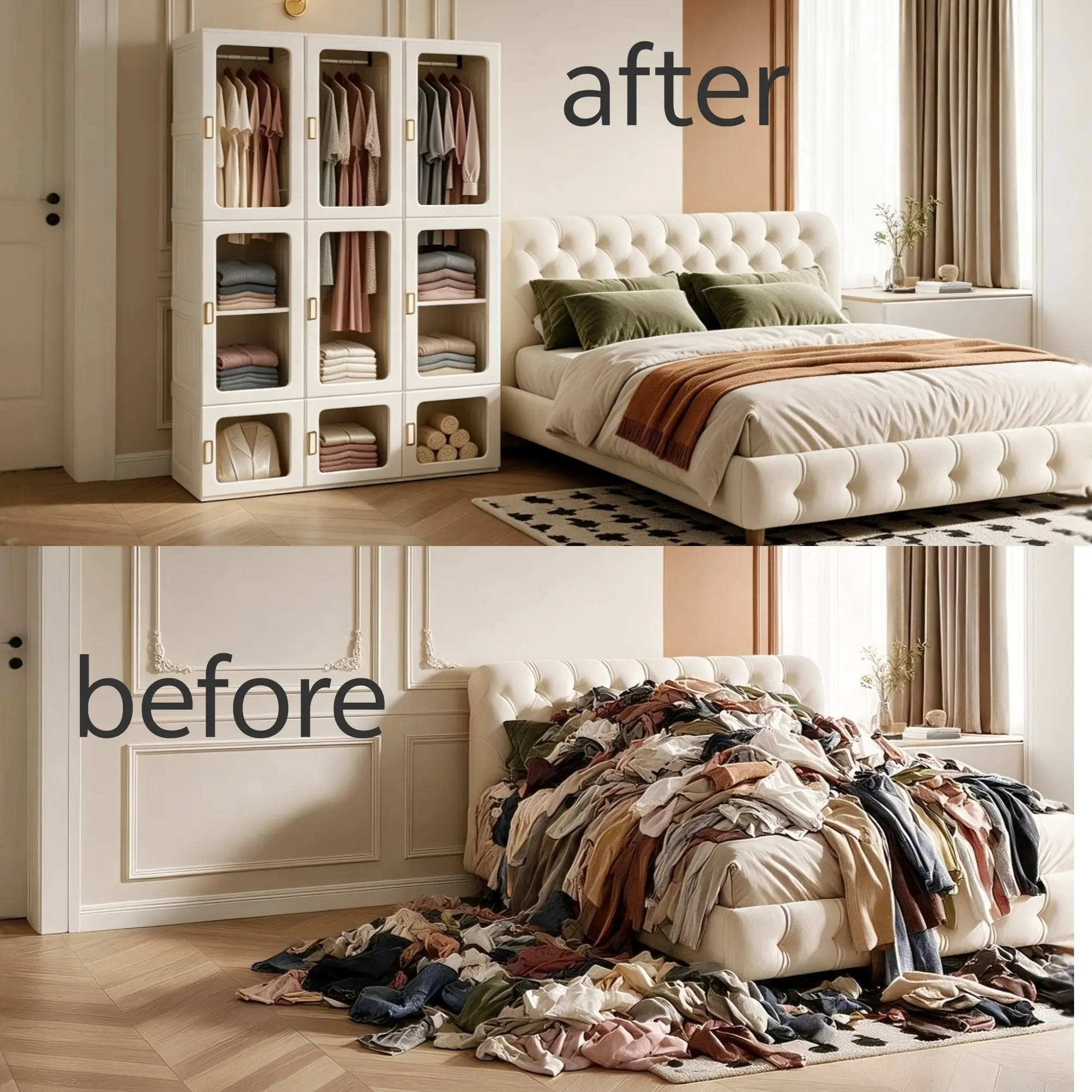 Portable Transparent Plastic Wardrobe Closet Organizer