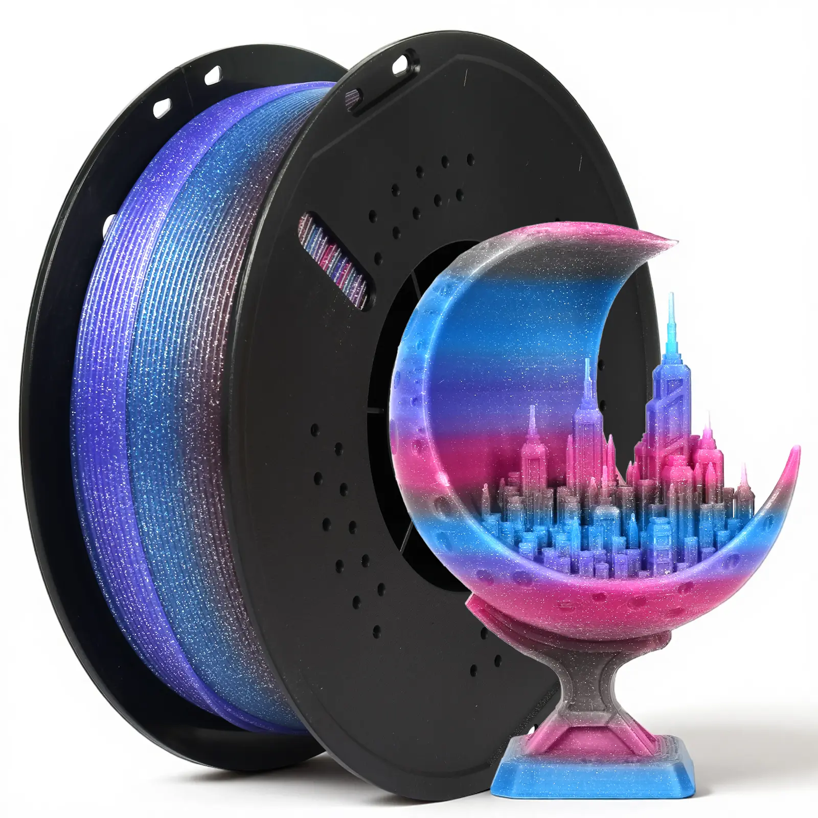 PLA+ 3D Printing Filament, 1.75mm 4-Color Gradient Filament, 2KG Tangle-Free Printing Material for FDM 3D Printers