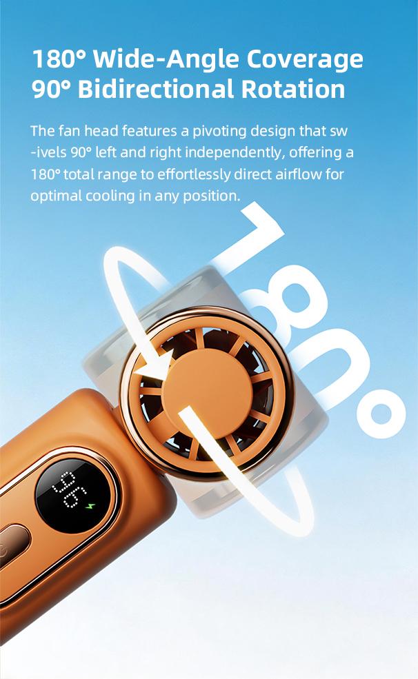 Lzaitai 3-in-1 Mini Portable Handheld Clip Cooling Fan - 3000mAh Rechargeable Battery, 5 Speeds, 180&deg; Adjustable Airflow, USB Powered, Ideal for Travel, Office, Travel Stuff, Portable Fans Essentials