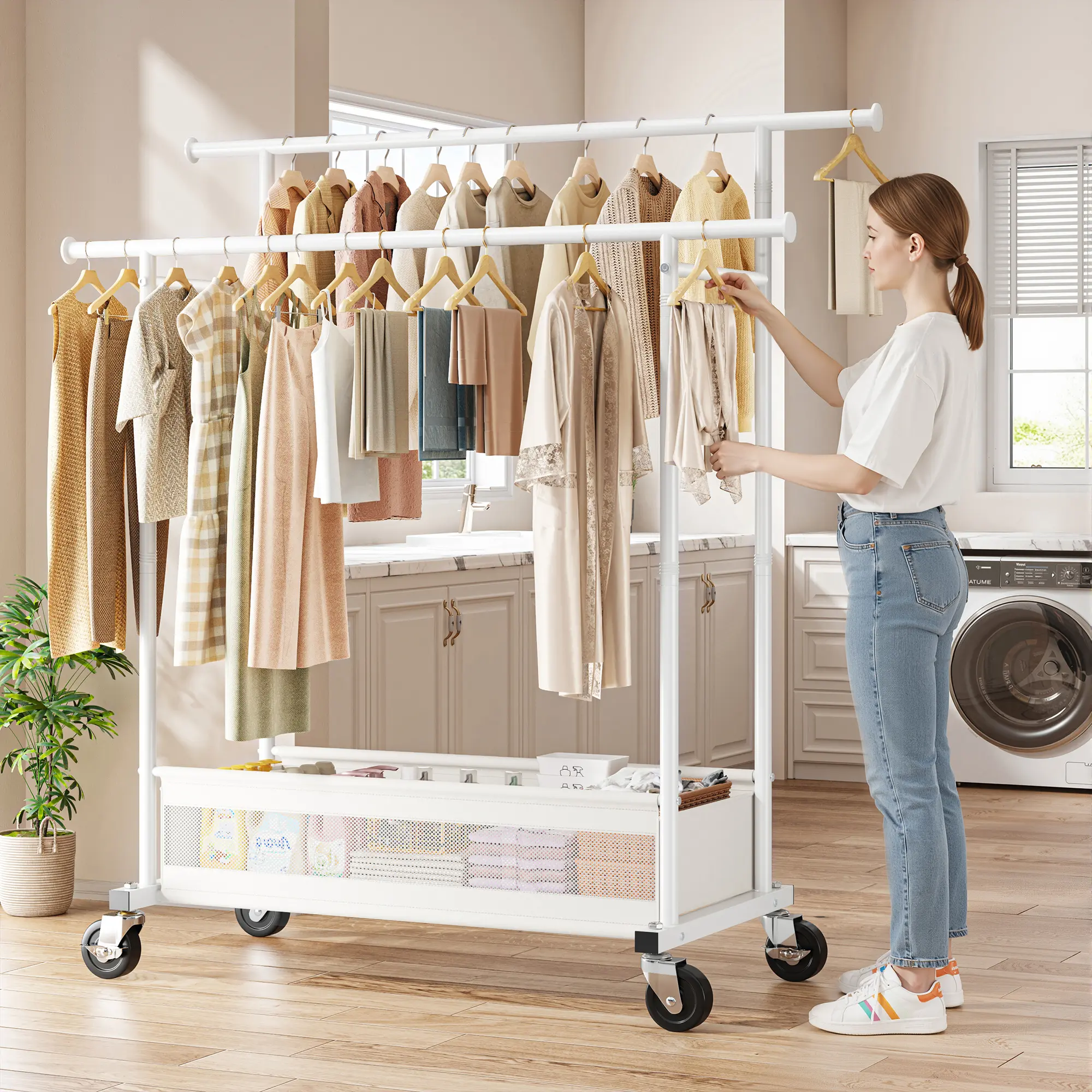 Heavy Duty Clothing Rack with Wheels