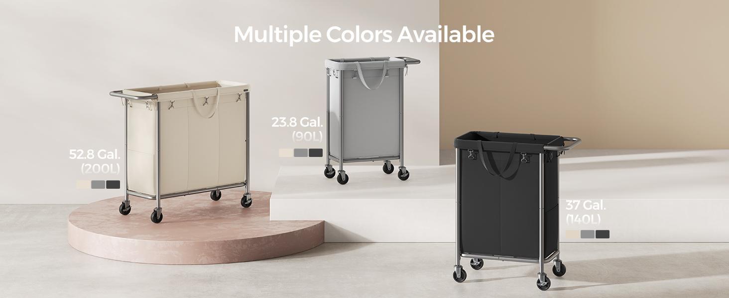 SONGMICS Laundry Basket with Wheels, Rolling Laundry Hamper, Round Laundry Cart with Steel Frame and Removable Bag ,Organiser,dorm room inspo,college dorm essentials,dorm haul