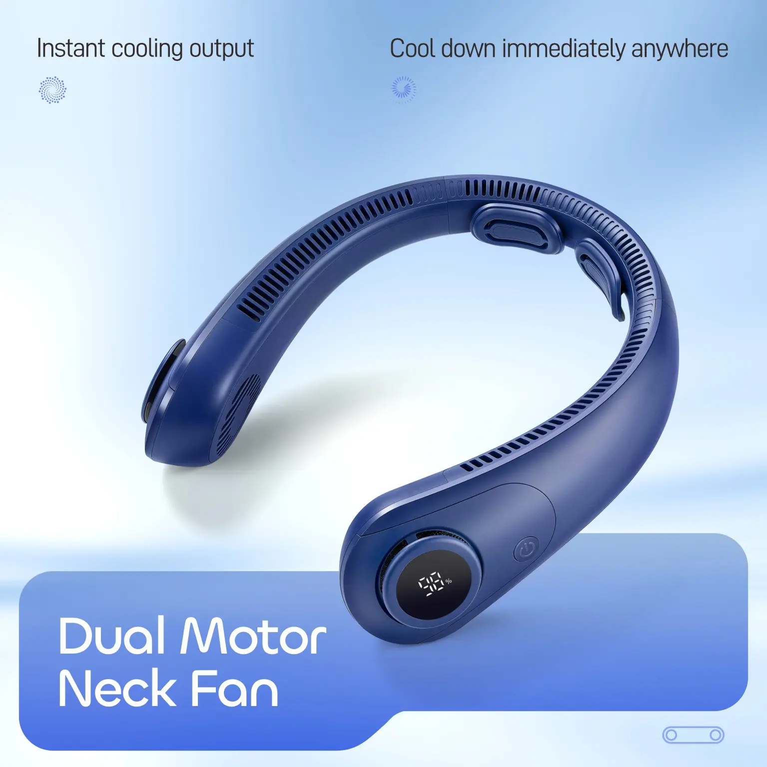 Hands-Free Portable Neck Fan, 5-Speed, LED Display, 5000mAh Rechargeable Wearable Cooling Personal Fan, Neck Support, Bladeless Neck Air Conditioner, Summer Gifts for Women/Men
