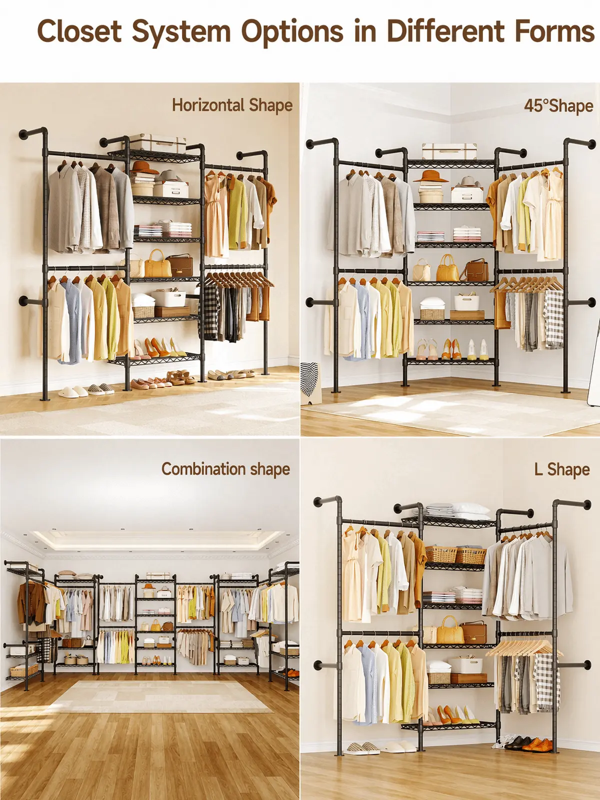Wall Mounted Closet System, Industrial Pipe Rack