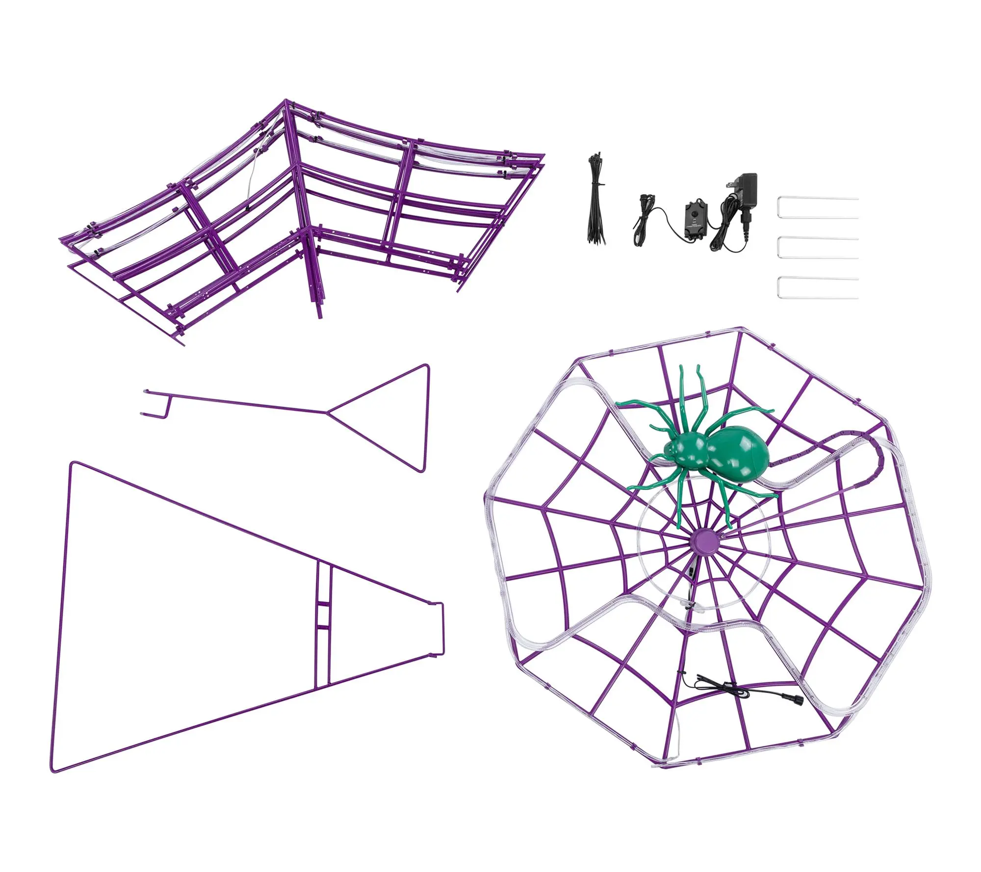 4ft Purple Outdoor Animated Spider Web with LED Lights