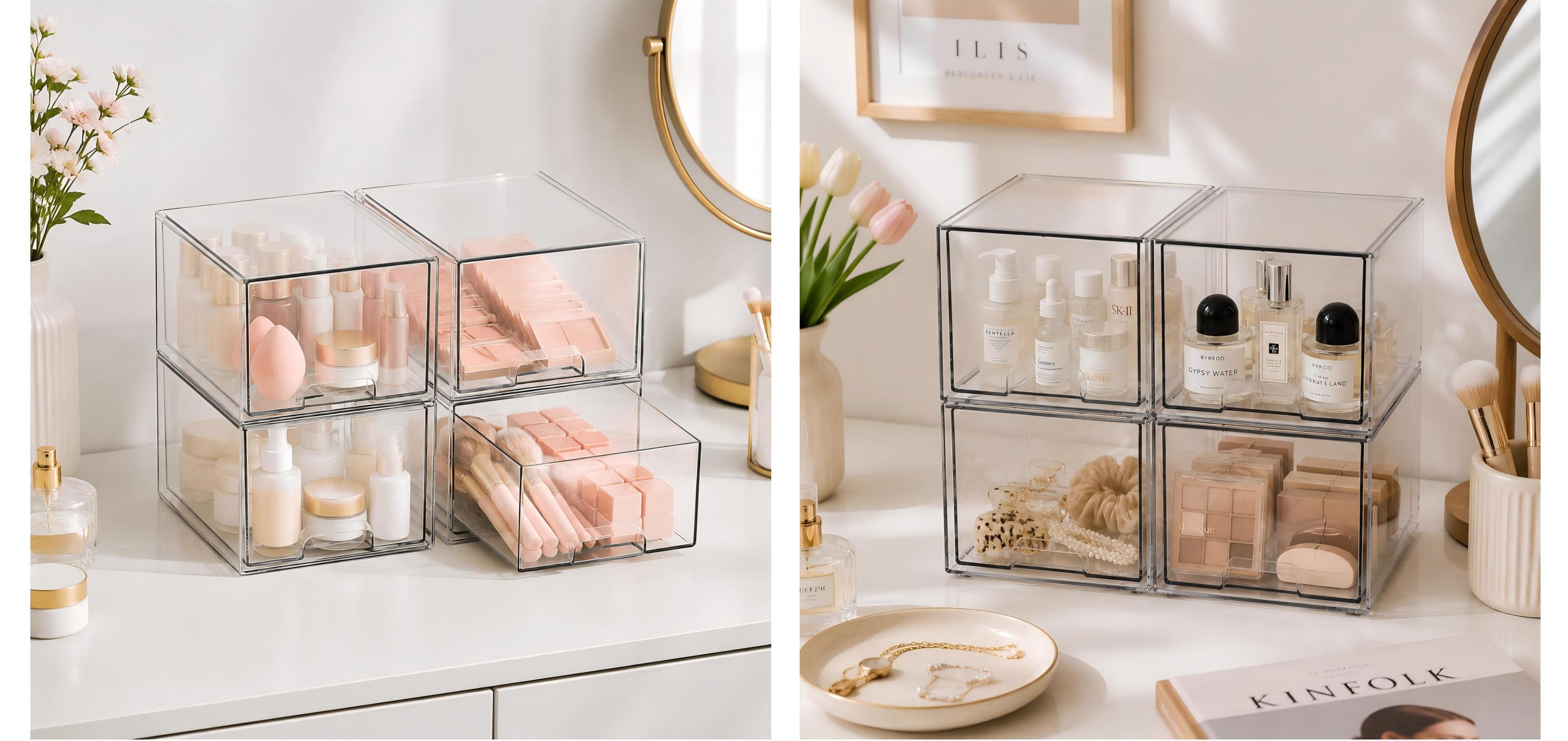 13 Drawer Clear Acrylic Organizer, Storage Organizer for Bathroom Vanity, Makeup, Kitchen Pantry, Countertop and Home Organization
