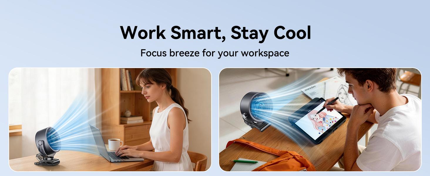 Cordless Rechargeable Wireless Compact Clip-on Workout Fan - 4000mAh Built-in Li-ion, Quiet Turbo Mode High-Speed, LED Display, Touch Control, 360&deg; Rotation for Treadmills, Home Gyms, Outdoor Sports,back to school,back to school haul