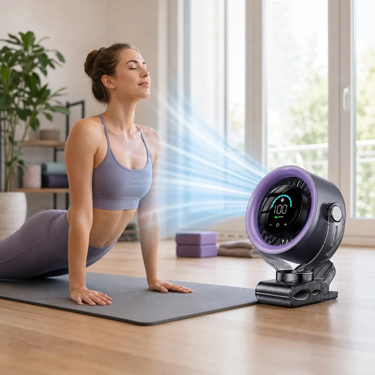 Cordless Rechargeable Wireless Compact Clip-on Workout Fan - 4000mAh Built-in Li-ion, Quiet Turbo Mode High-Speed, LED Display, Touch Control, 360° Rotation for Treadmills, Home Gyms, Outdoor Sports,back to school,back to school haul