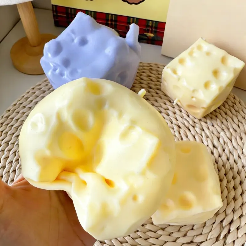 Yellow Square Cheese Slow Rise Squishy Toy Block Filled Soft Crinkle Sound Sensory Toy for Kids No Smell Gift for Boys Girls