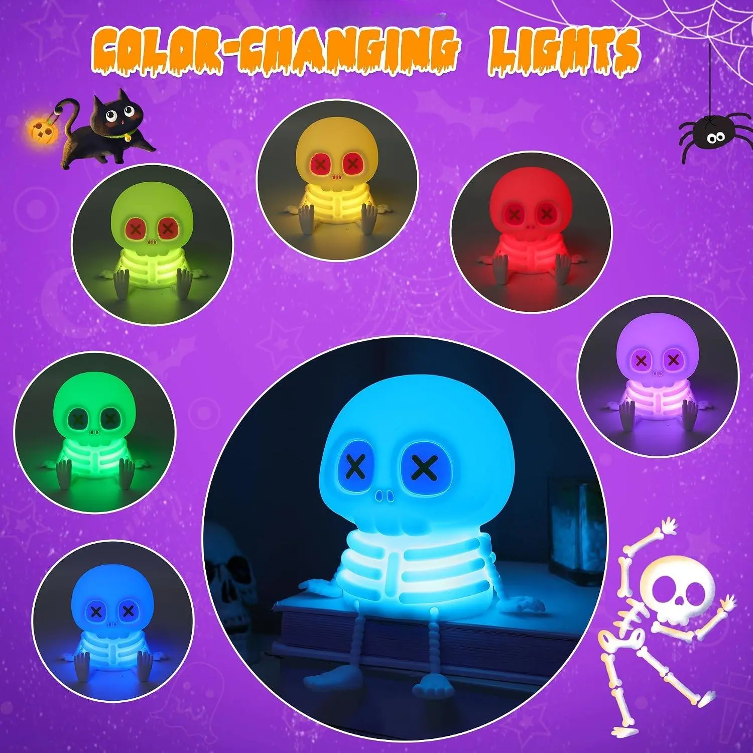 Skull Night Light LED Silicone Color-Changing Lamp Outdoor