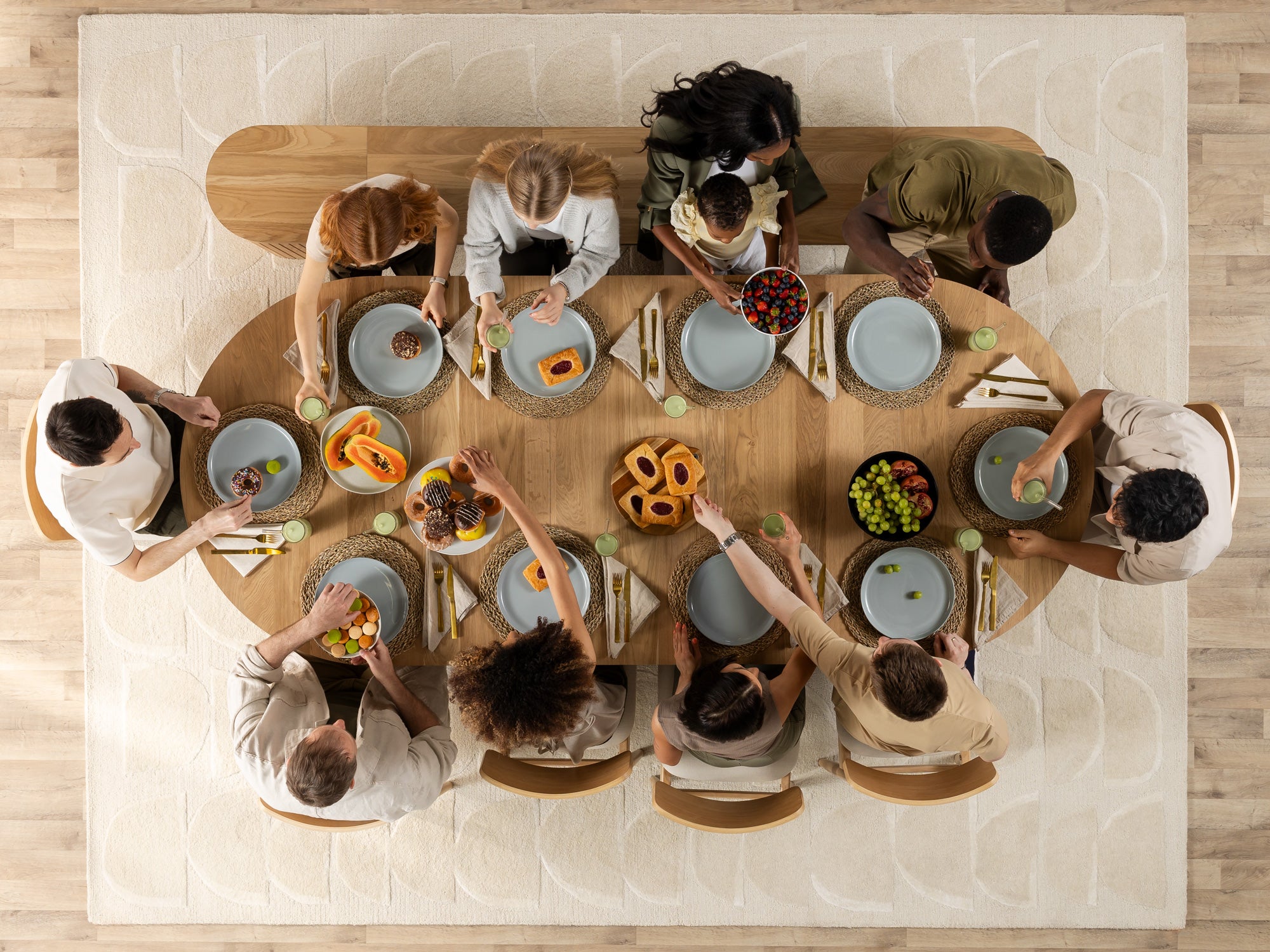 Practical extendable round dining set; storage‑built bench holds extra panels, robust hardwood build, smooth gliding rails and matching premium finishes.