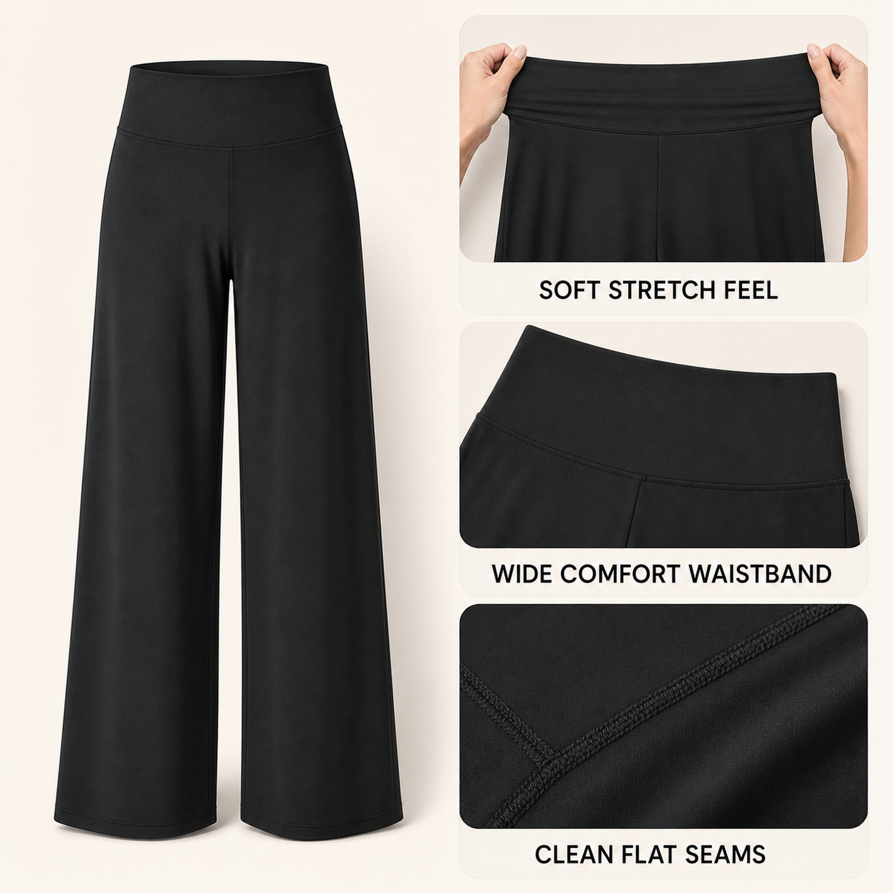 Women's High-Waist Wide-Leg Yoga Pants material and finish details