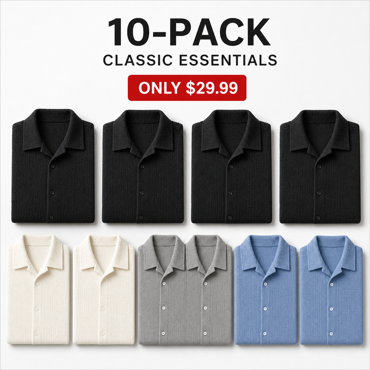 Classic Essentials men's textured shirt 10-pack