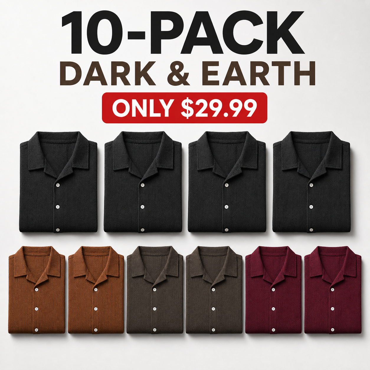 Dark and Earth men's textured shirt 10-pack