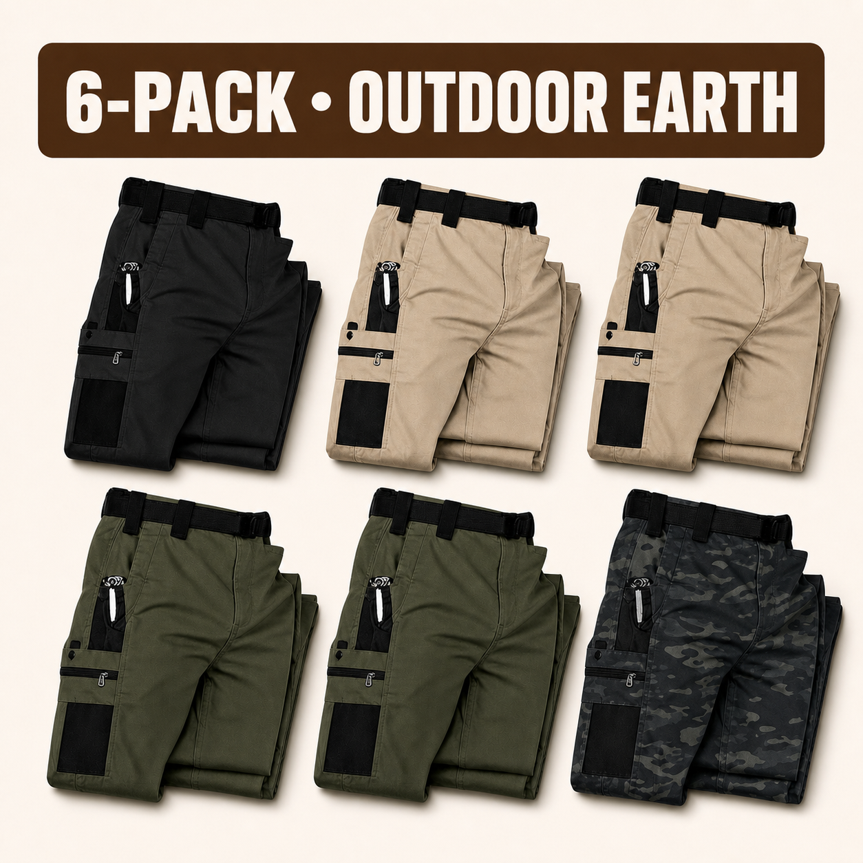 Outdoor Earth six-pair tactical pants bundle