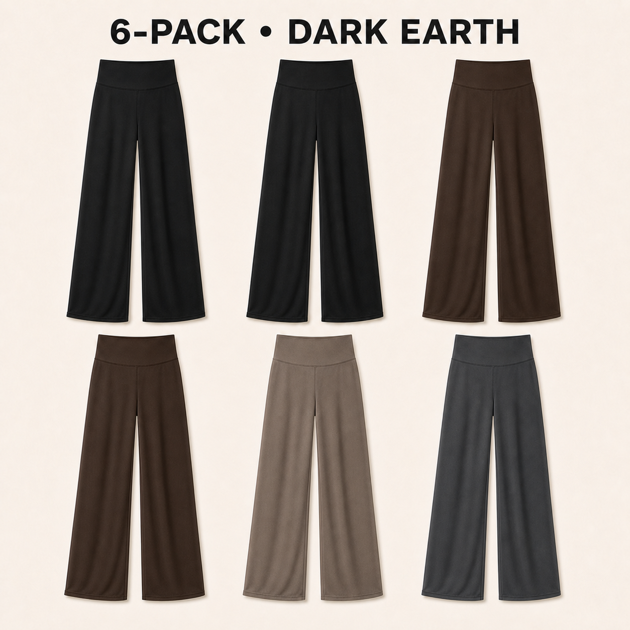 Dark Earth 6-piece women's high-waist wide-leg yoga pants bundle