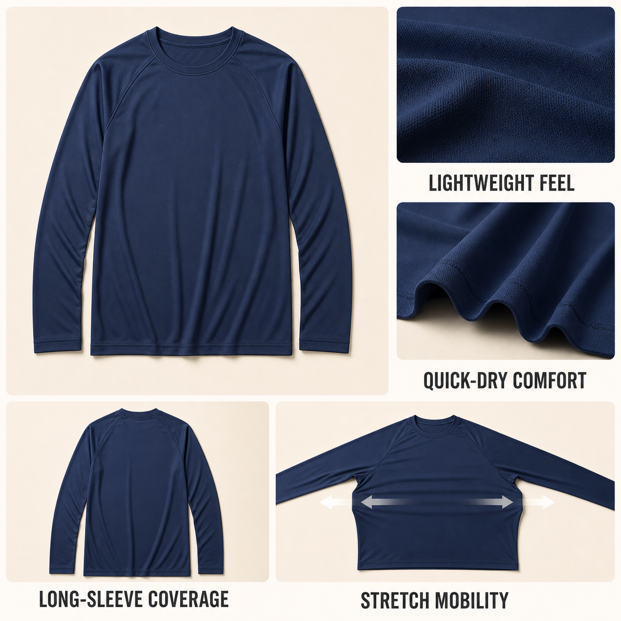 Men's Quick-Dry Sun-Coverage Long Sleeve Shirt feature details and construction