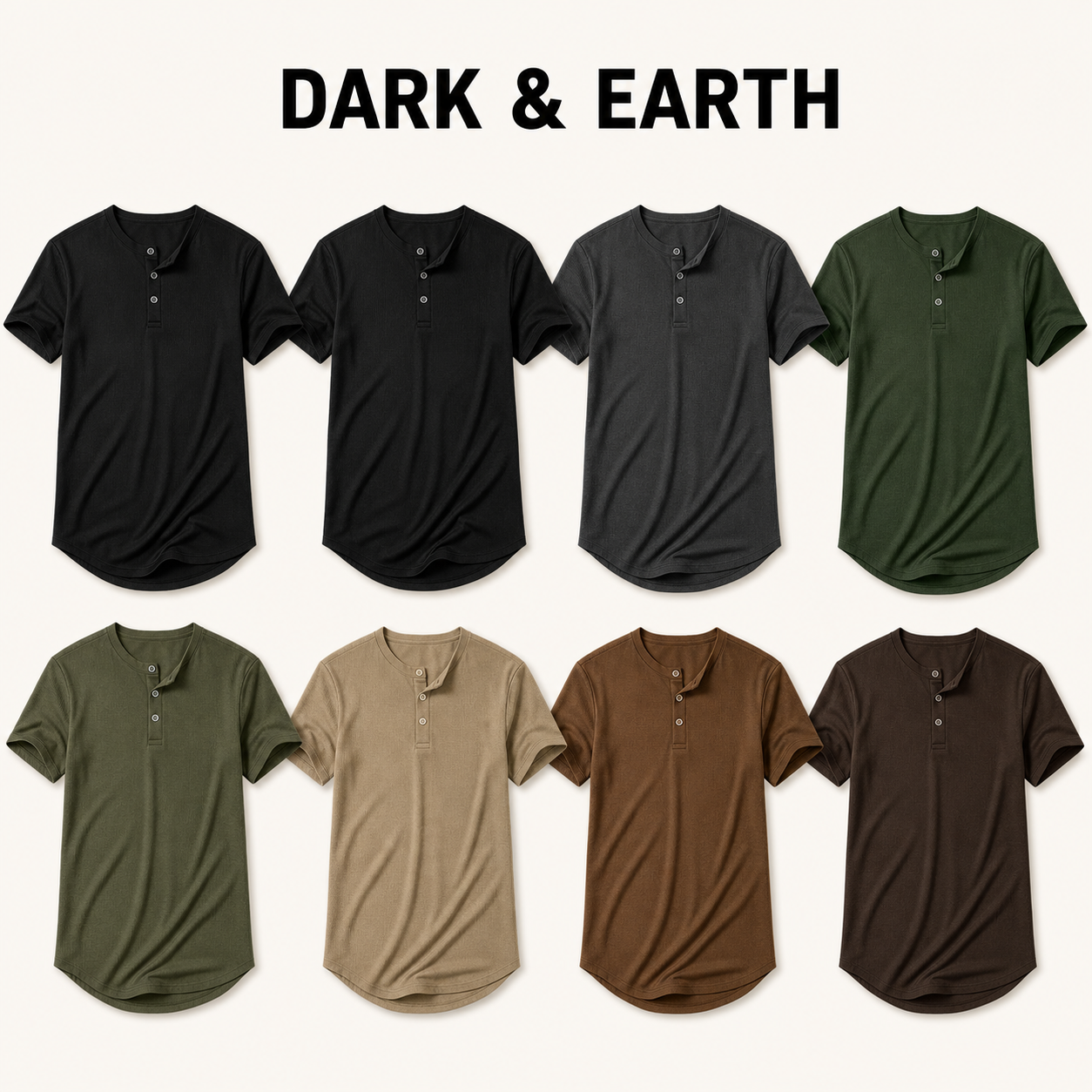 Dark & Earth 8-piece men's slim-fit longline henley shirt bundle