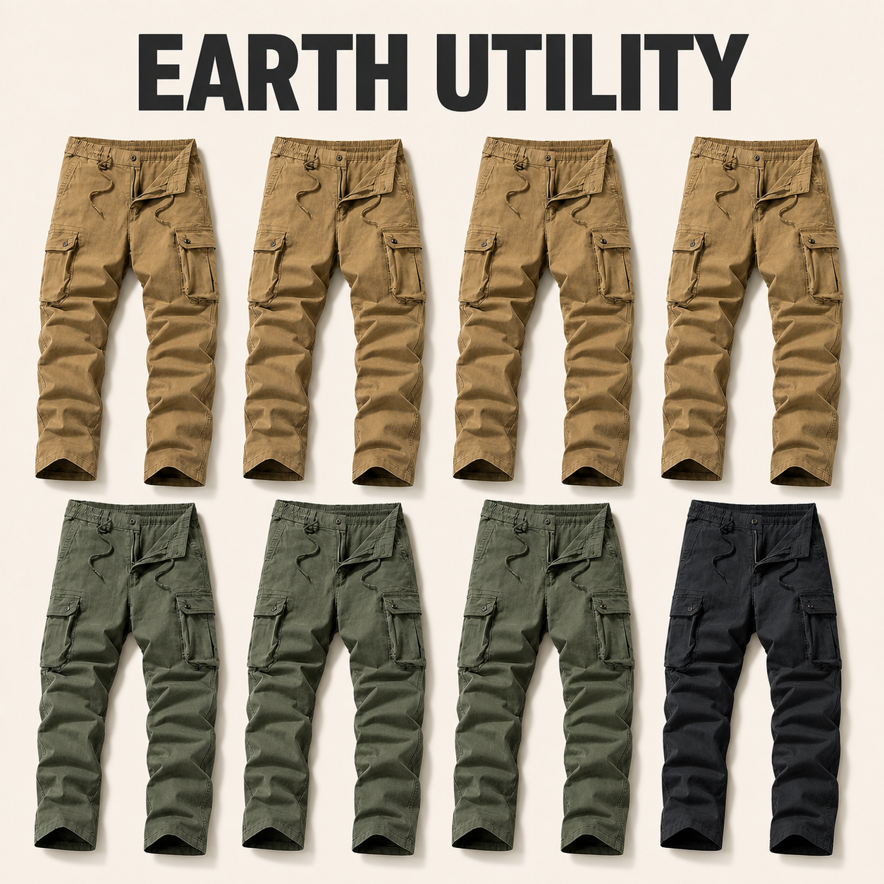 Earth Utility 8-piece men's washed vintage tapered work pants bundle
