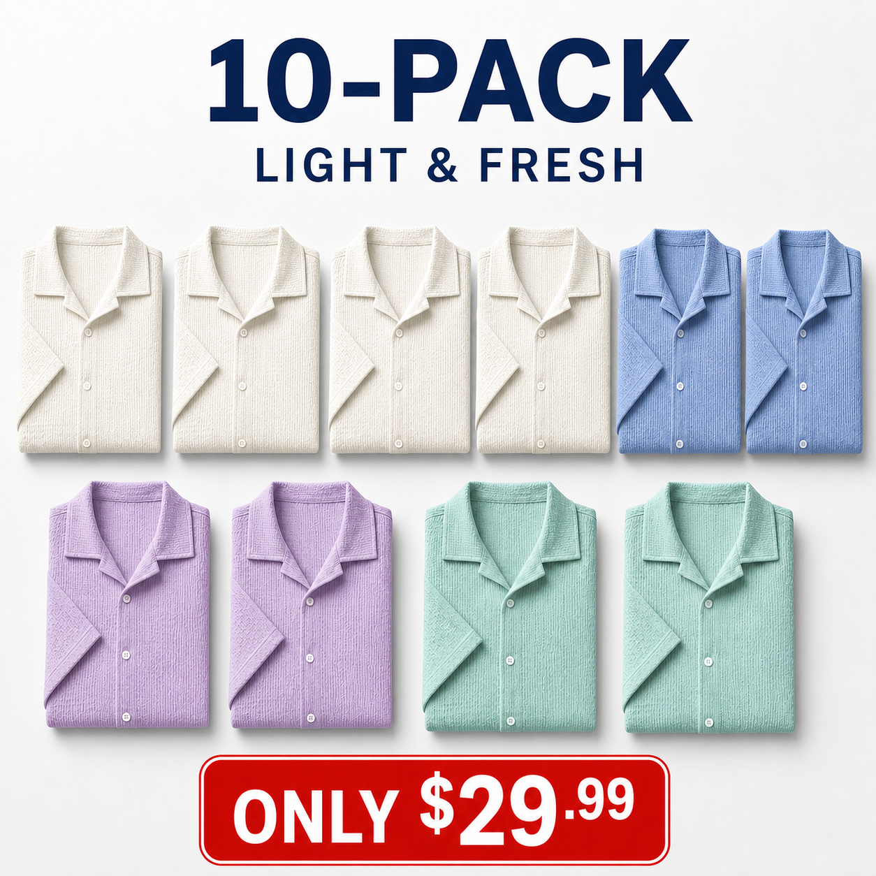 Light and Fresh men's textured shirt 10-pack