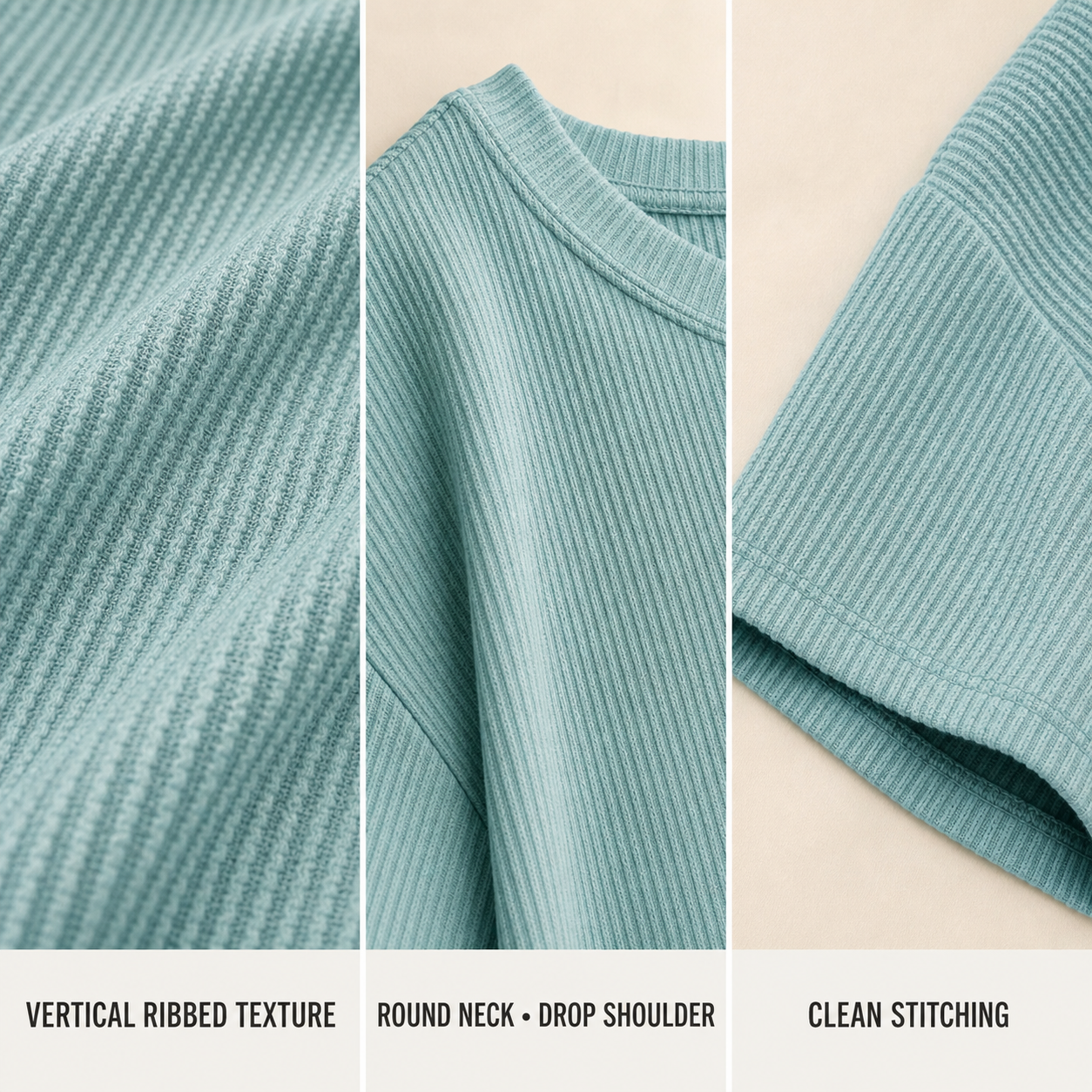 Women's Ribbed-Knit Tee & Shorts Set material and finish details