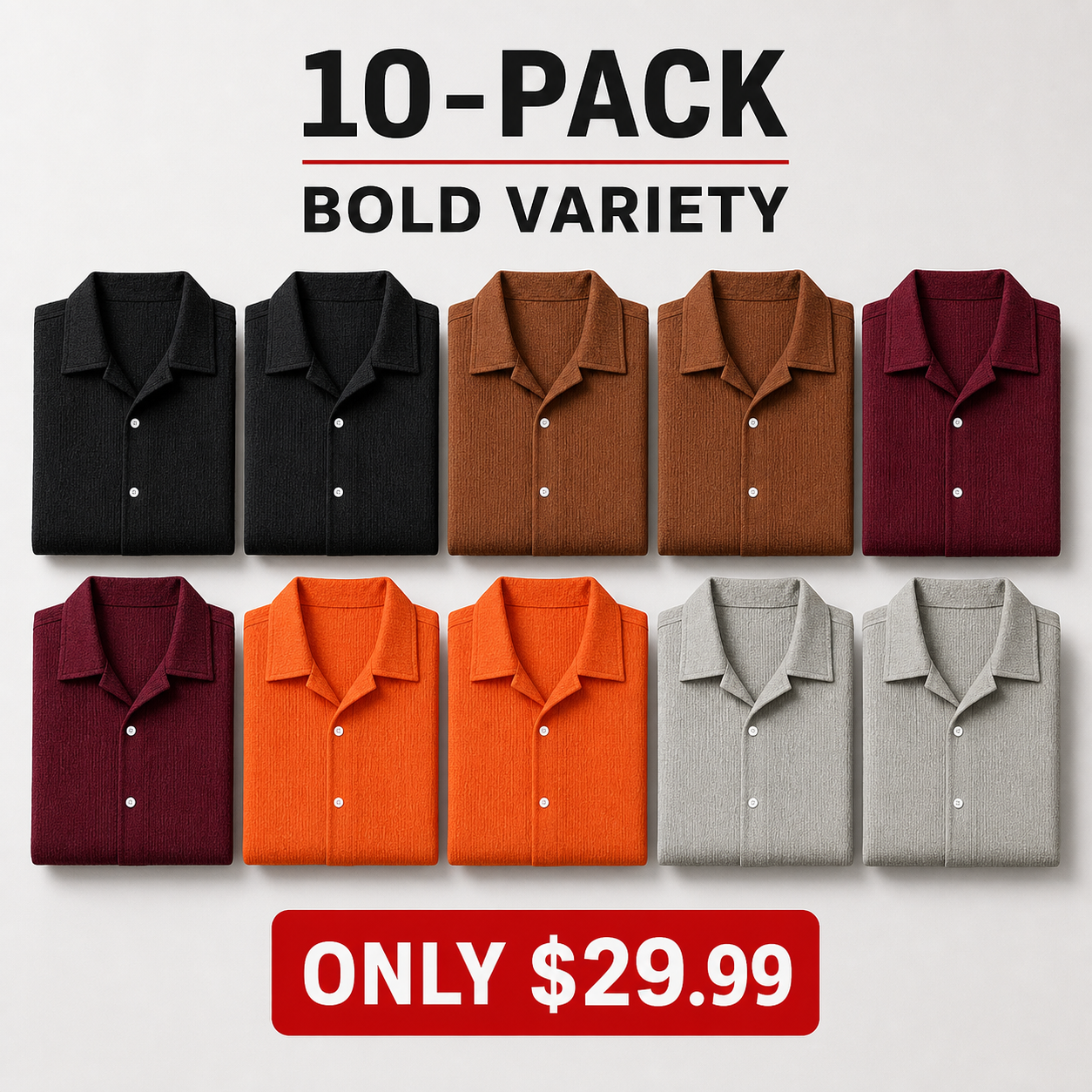 Bold Variety men's textured shirt 10-pack