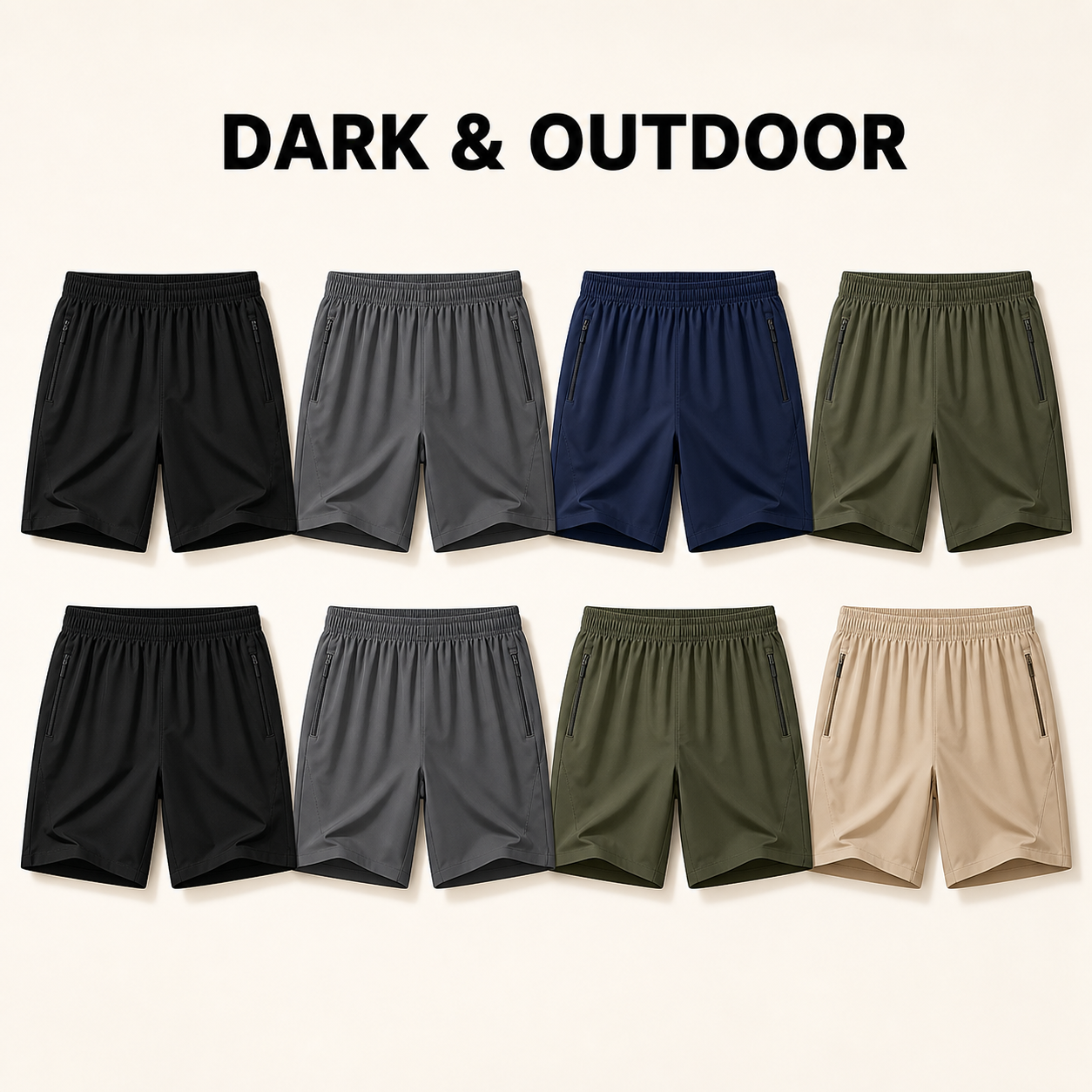 Dark & Outdoor 8-piece men's lightweight zipper pocket shorts bundle