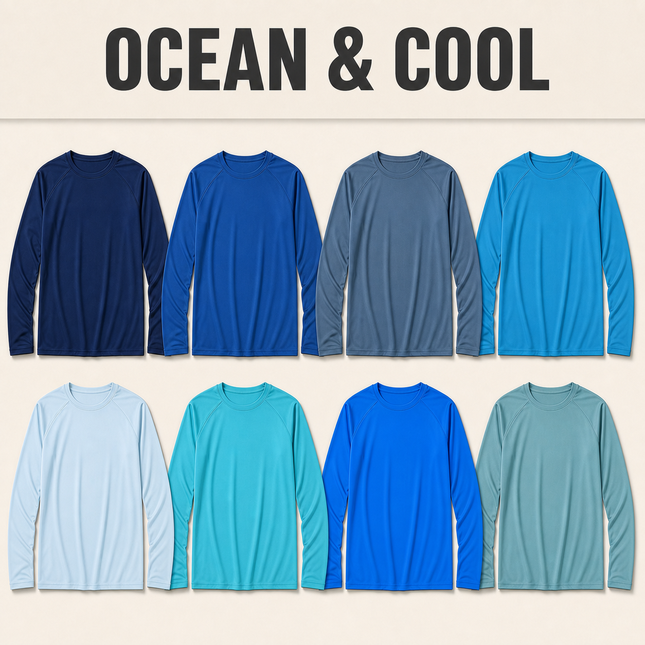 Ocean & Cool 8-piece men's quick-dry sun-coverage long sleeve shirt bundle