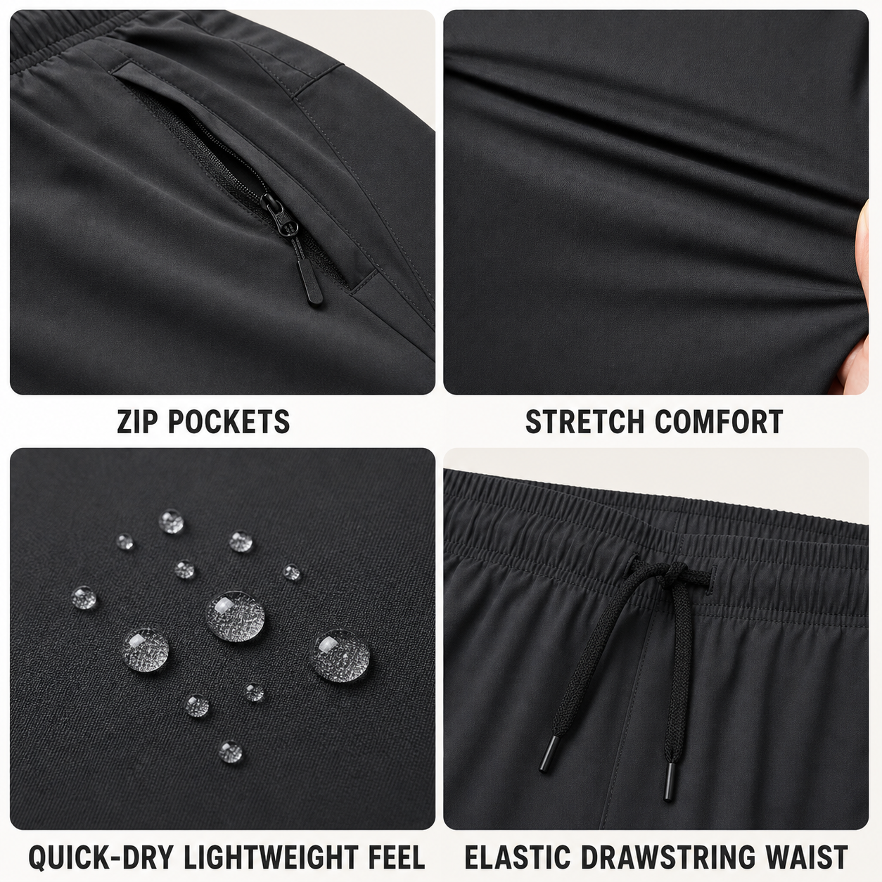 Men's 9-Inch Quick-Dry Athletic Shorts feature details and construction