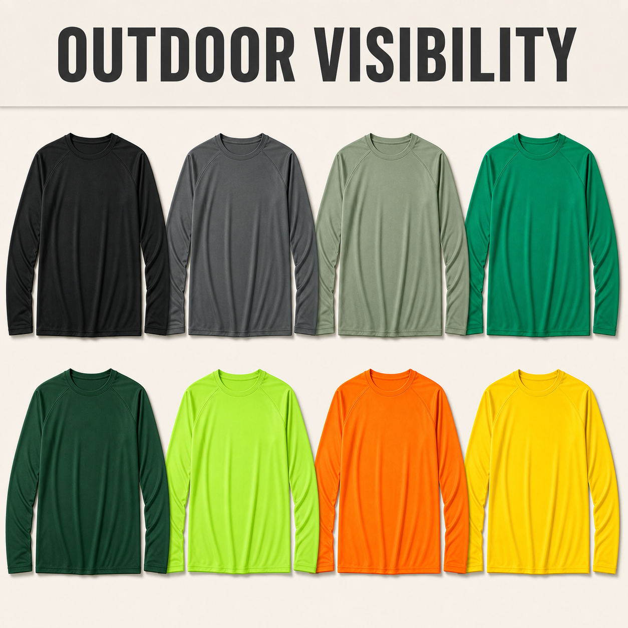 Outdoor Visibility 8-piece men's quick-dry sun-coverage long sleeve shirt bundle