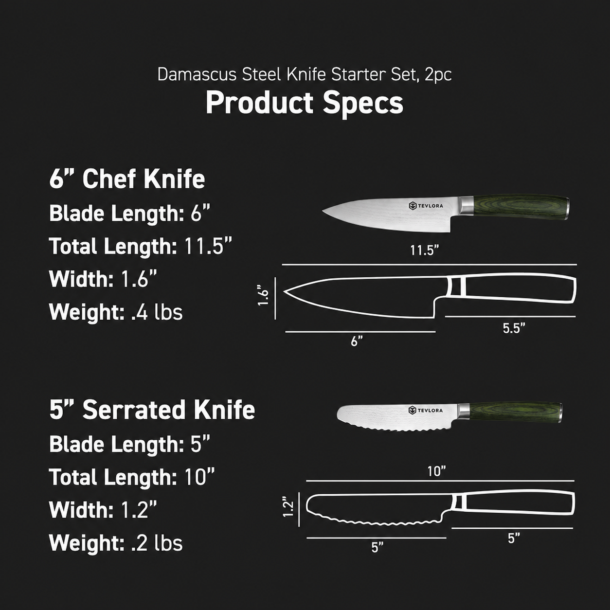 Product Spec dimensions