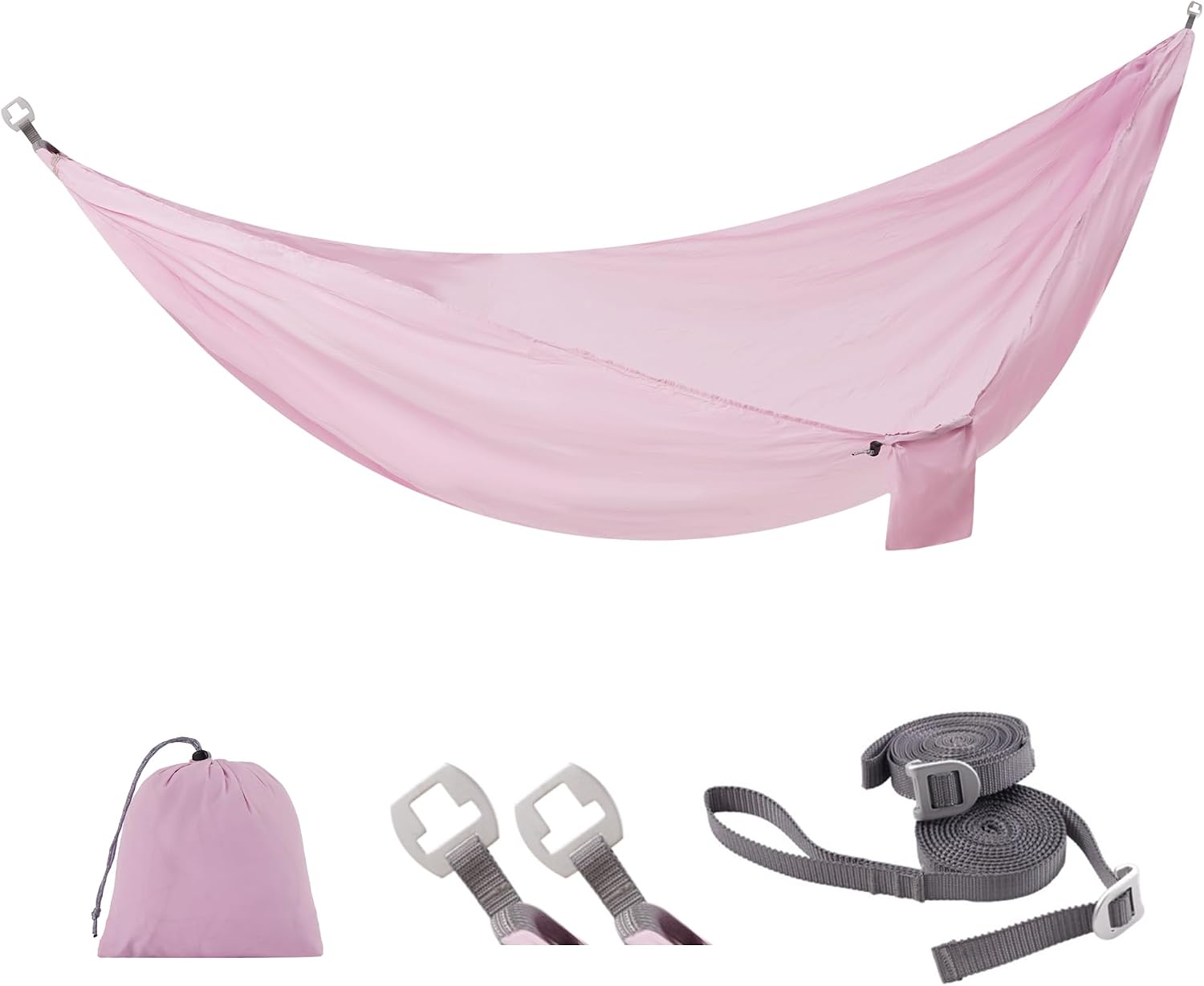Camping Hammock Ultralight (10oz)-600lbs Portable Hammock with Patent Quick-Adjust Buckles and 2 * 10 ft Tree Straps,Backpacking, Hiking, Travel, Outdoor/Indoor(104" x 56")