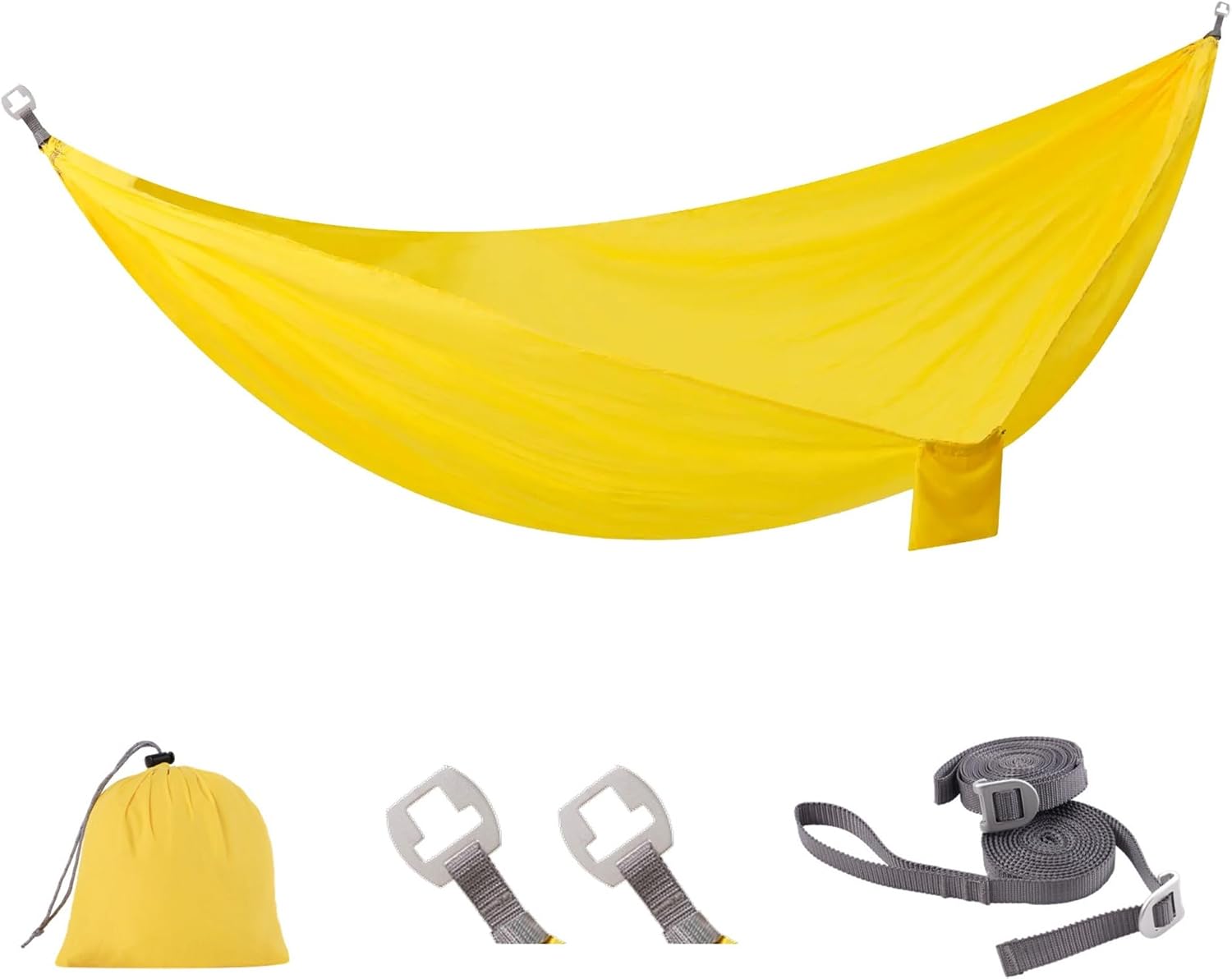 Camping Hammock Ultralight (10oz)-600lbs Portable Hammock with Patent Quick-Adjust Buckles and 2 * 10 ft Tree Straps,Backpacking, Hiking, Travel, Outdoor/Indoor(104" x 56")