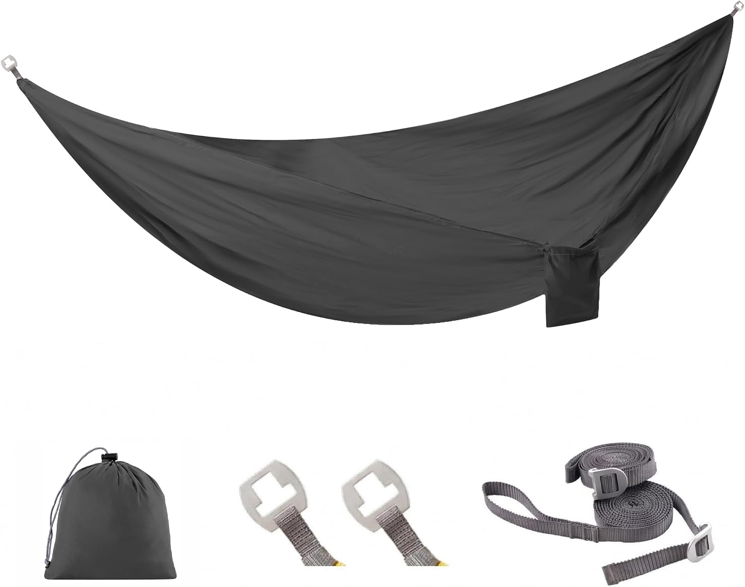 Camping Hammock Ultralight (10oz)-600lbs Portable Hammock with Patent Quick-Adjust Buckles and 2 * 10 ft Tree Straps,Backpacking, Hiking, Travel, Outdoor/Indoor(104" x 56")