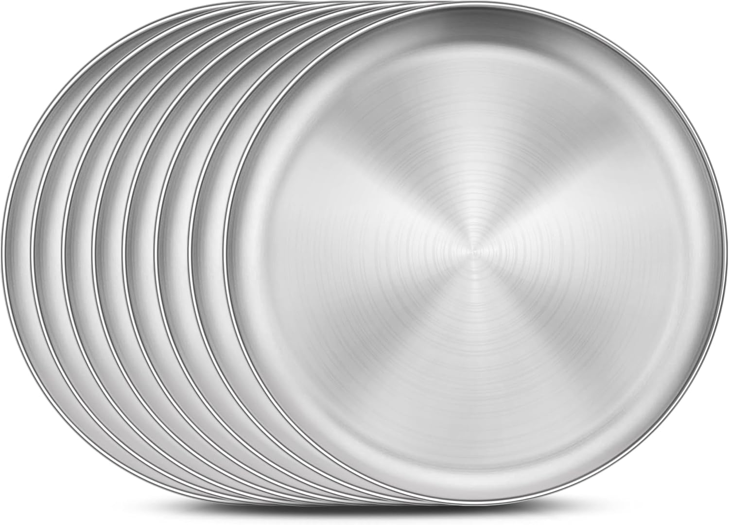 6 Pack Stainless Steel Plate Set, 10.2 Inch Metal Dinner Plates for Kids Children Adult, Round Camping Plates for Serving Dishes Dessert Salad, Reusable & Unbreakable, Dishwasher Safe
