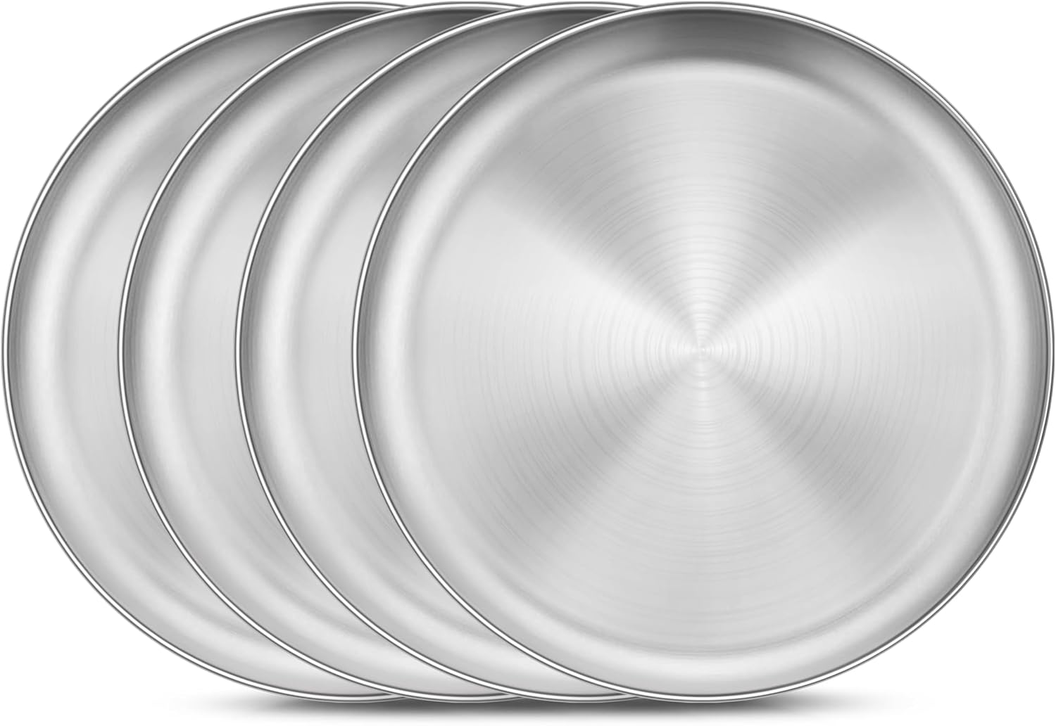 6 Pack Stainless Steel Plate Set, 10.2 Inch Metal Dinner Plates for Kids Children Adult, Round Camping Plates for Serving Dishes Dessert Salad, Reusable & Unbreakable, Dishwasher Safe