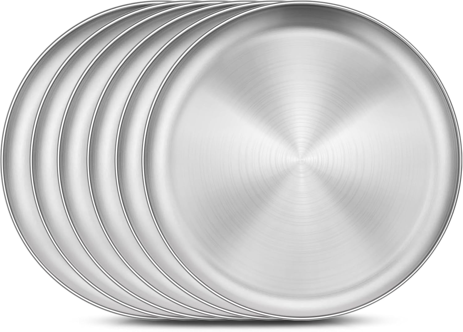 6 Pack Stainless Steel Plate Set, 10.2 Inch Metal Dinner Plates for Kids Children Adult, Round Camping Plates for Serving Dishes Dessert Salad, Reusable & Unbreakable, Dishwasher Safe