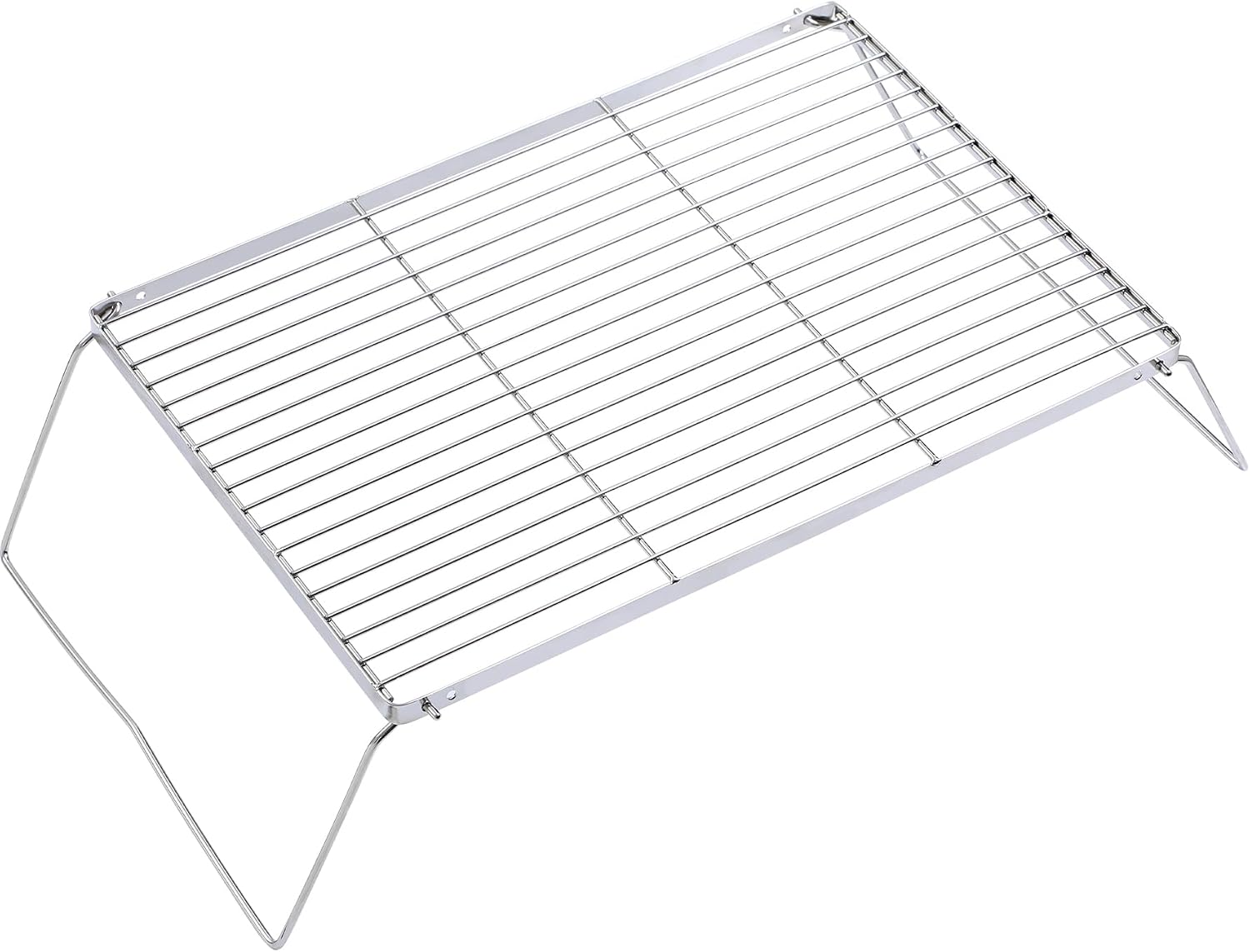 17" Large Folding Campfire Grill 304 Stainless Steel Grate, Heavy Duty Portable Camping Grill with Carrying Bag for Outdoor Cooking Backpacking Hiking Picnics BBQ