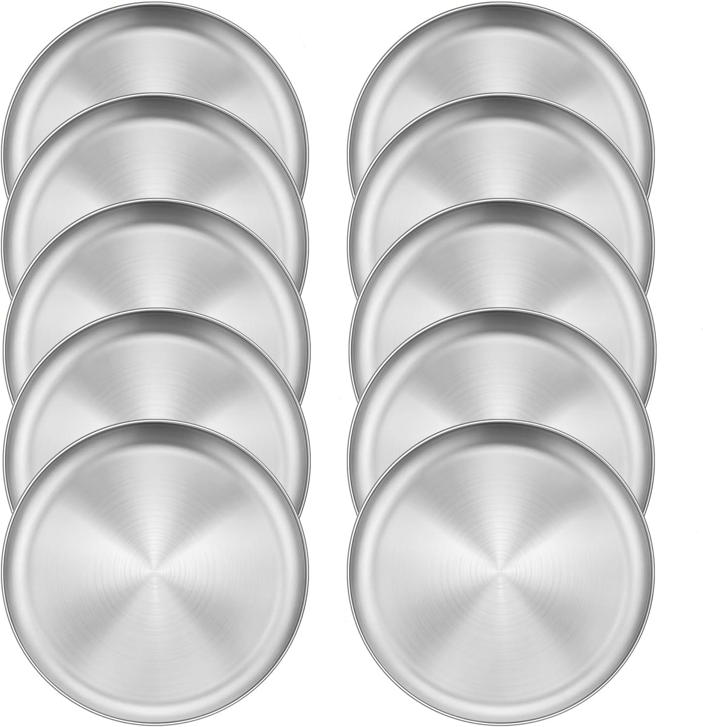 6 Pack Stainless Steel Plate Set, 10.2 Inch Metal Dinner Plates for Kids Children Adult, Round Camping Plates for Serving Dishes Dessert Salad, Reusable & Unbreakable, Dishwasher Safe