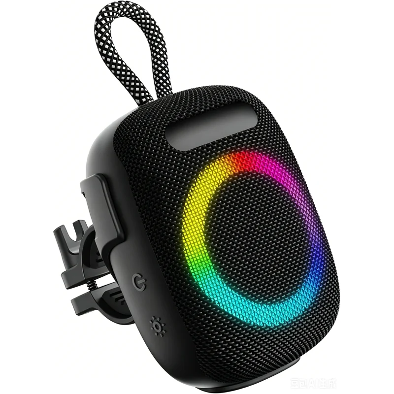 Portable Bluetooth Speaker with RGB Lights & IPX7 Waterproof, Wireless Outdoor Speaker with Bike Mount & TWS Pairing, 10-Hour Playtime, Lightweight with Lanyard for Cycling Hiking Travel