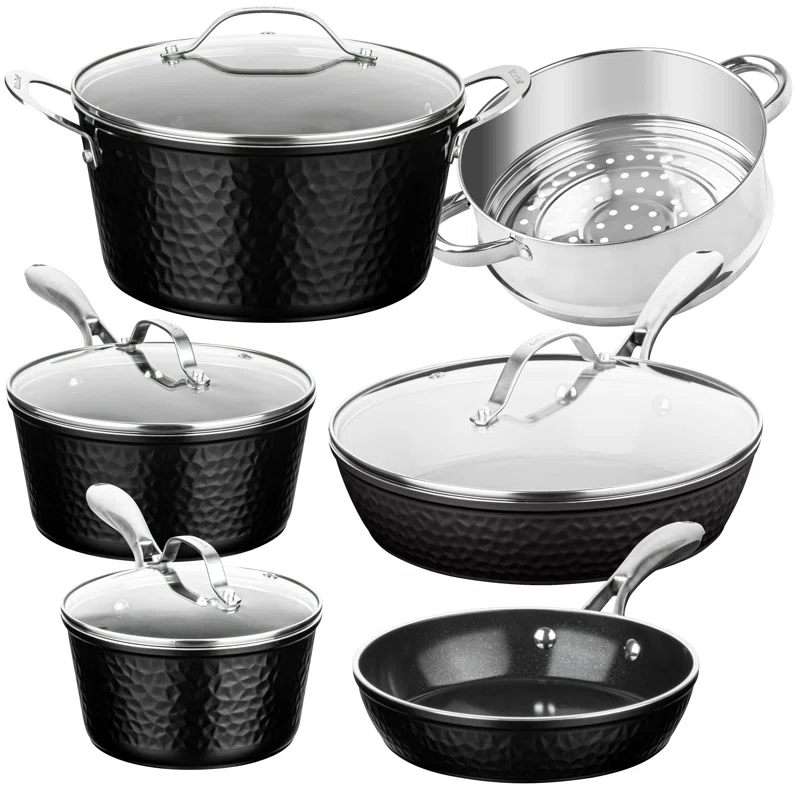 10 Piece Hammered Nonstick Ceramic Cookware Set