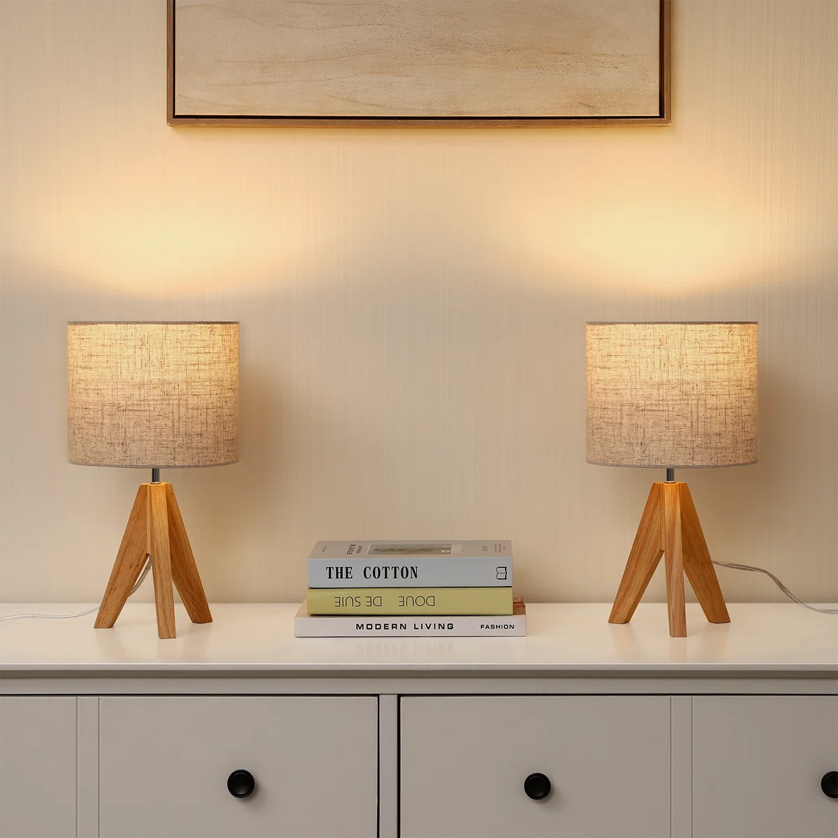 Fidel Solid Wood Tripod Table Lamp (Set of 2)