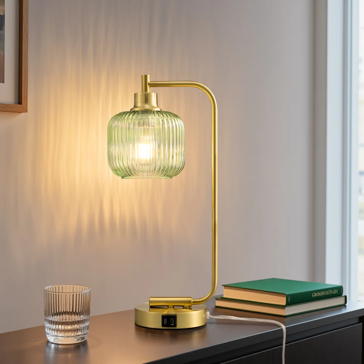 18.5" Dimmable Table Lamp With Usb And Touch Control