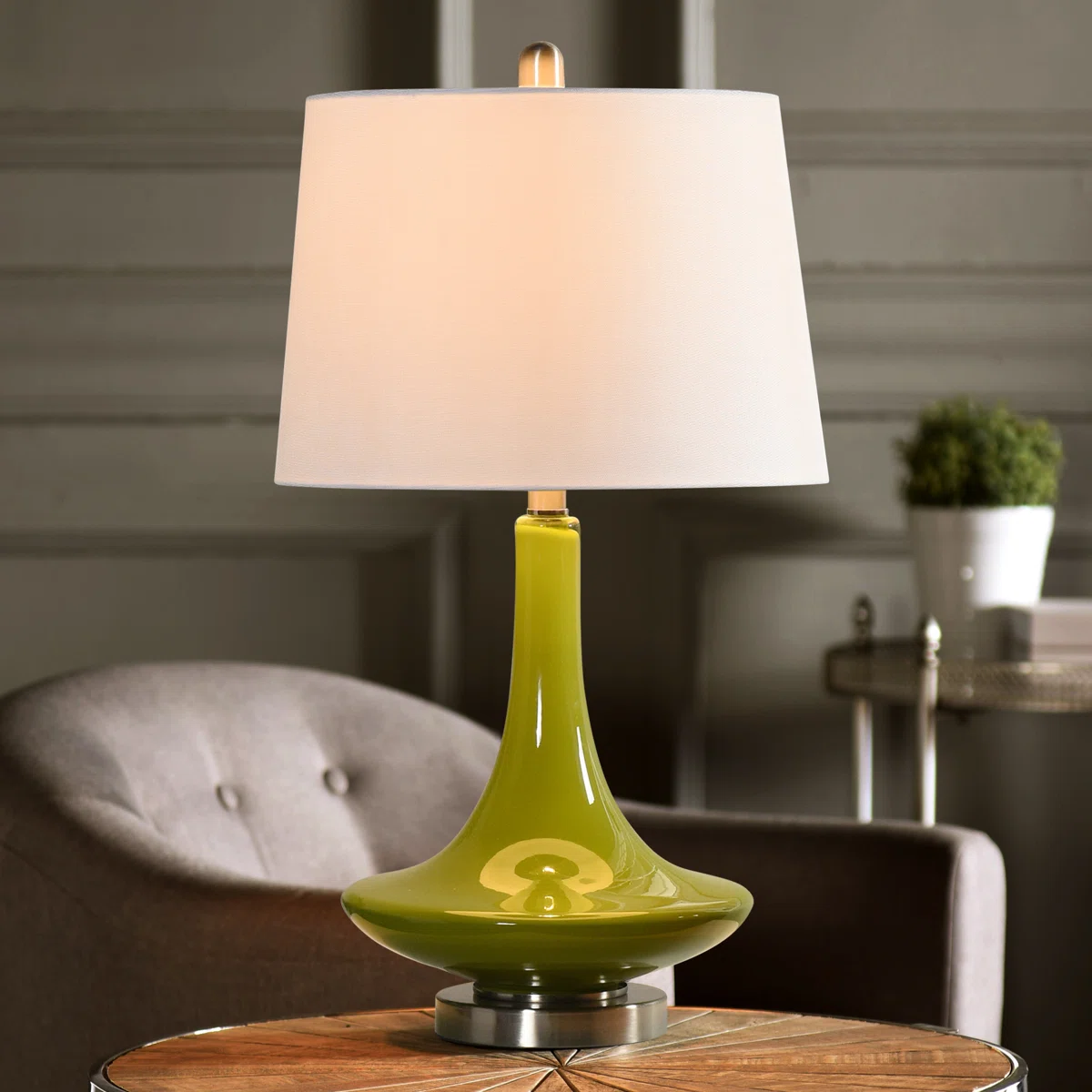 Beresford Glass and Metal Table Lamp with 3-Way Switch
