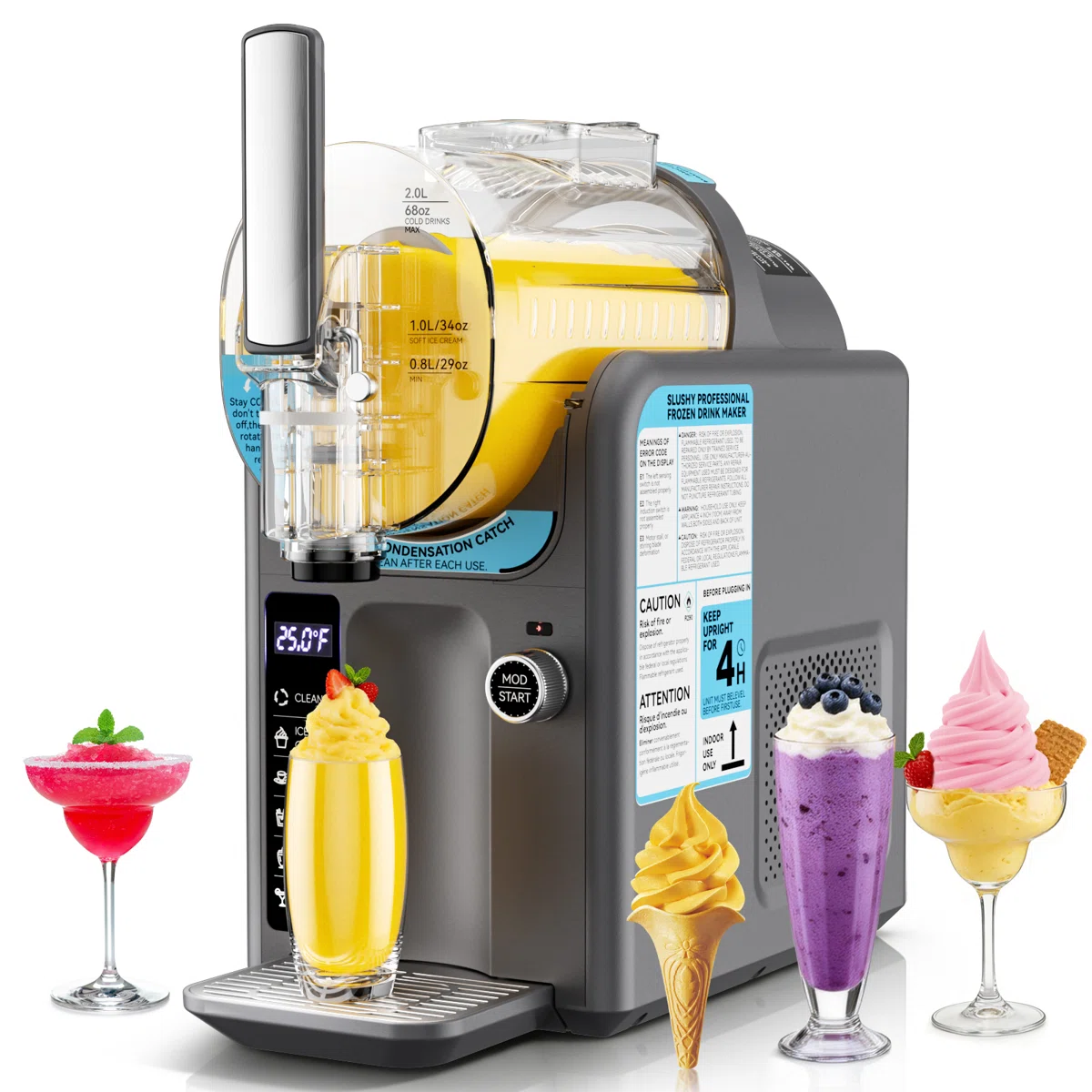 Ice Cream Maker Slushie Machine For Home - 88oz Slushy Machine Maker No Ice Needed Self Cleaning, Frozen Drink Machine, 5 Preset For Soft Serve Ice Cream, Slushie, Margarita, Frappés, Milkshake