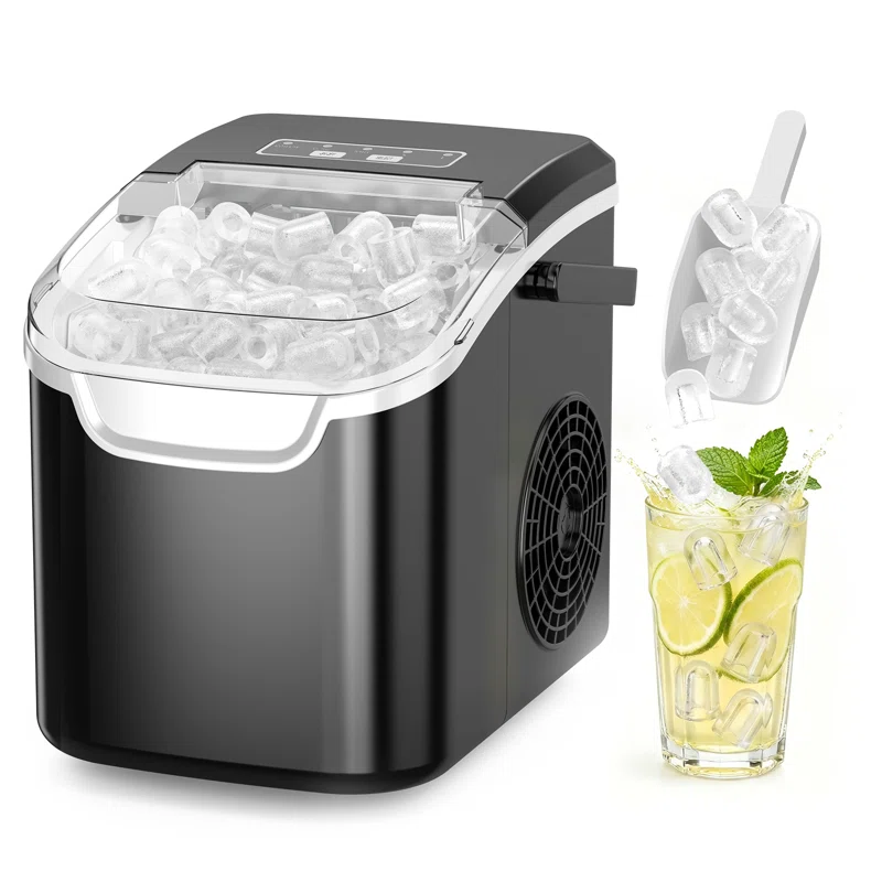 Countertop Ice Maker Ice Machine With Handle,Self-Cleaning Ice Makers, 26Lbs/24H, 8 Ice Cubes Ready In 6 Mins For Home/Kitchen/Bar/Party/Camping
