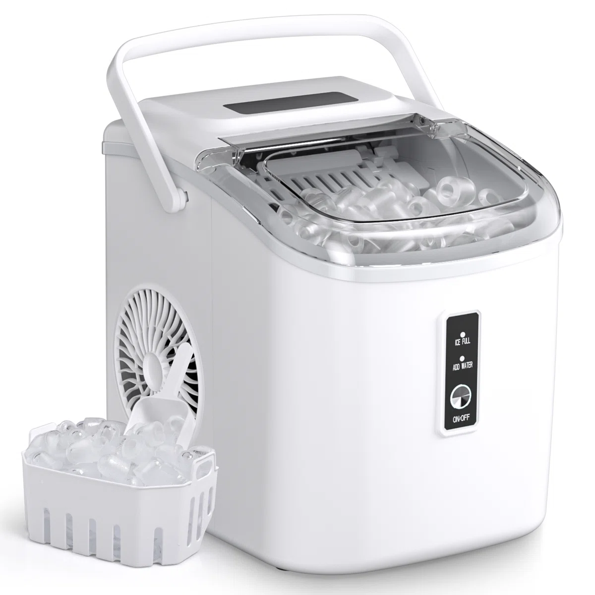 26Lbs. Daily Bullet Ice Countertop Ice Maker Ice Machine With Handle,Self-Cleaning Ice Makers, 26Lbs/24H, 9 Ice Cubes Ready In 6 Mins For Home/Kitchen/Bar/RV/Party/Camping