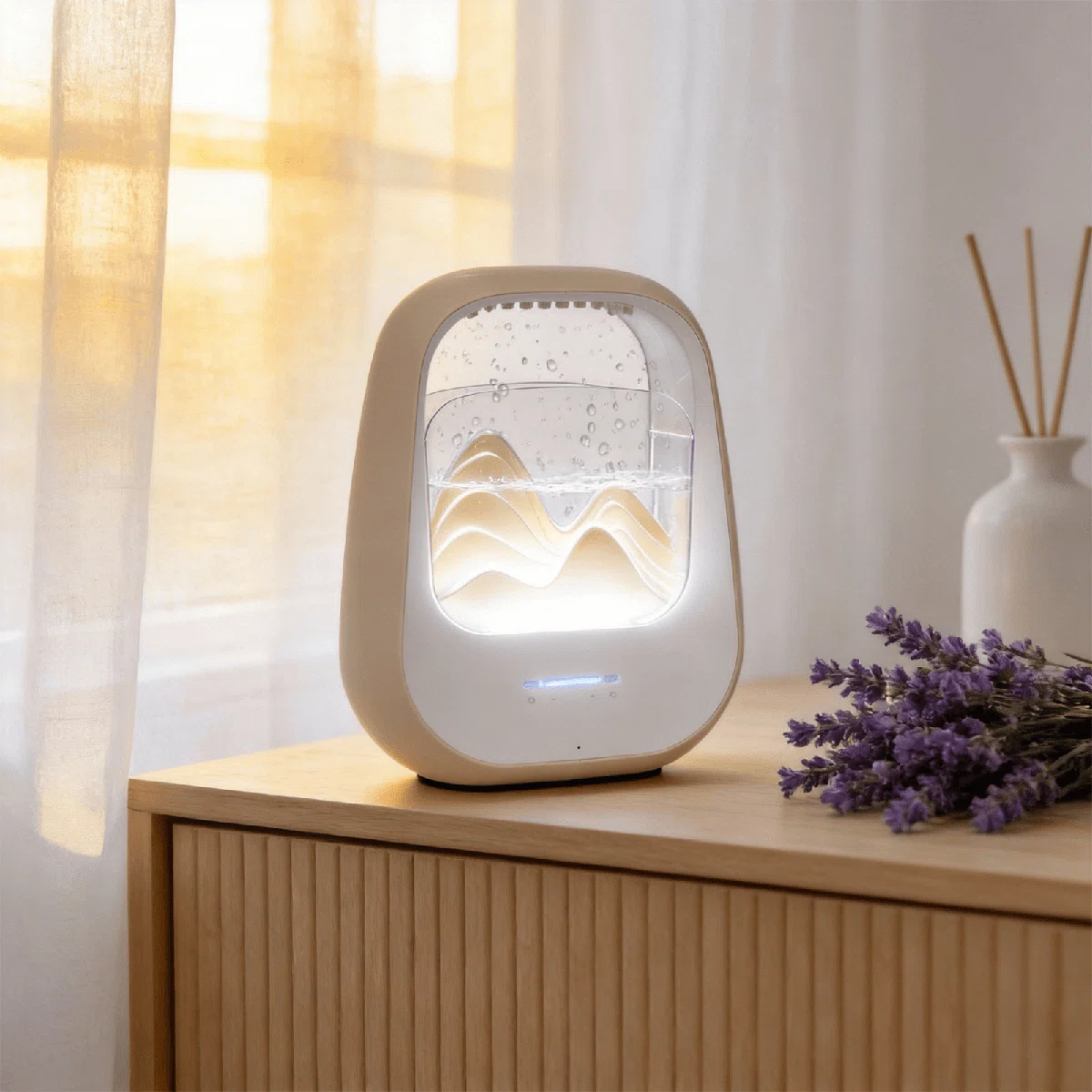 Rain Drop White Noise Machine With Humidifier, Bluetooth Speaker & Aroma Diffuser, 7-color Mood Light And Nature Sounds For Bedroom, Office & Meditation