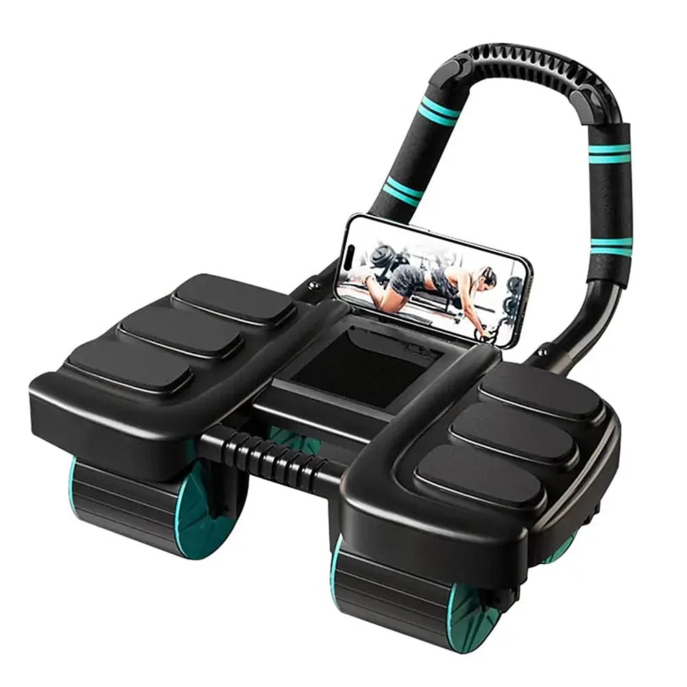 Automatic Rebound Ab Roller Wheel with Elbow Support & 4-Wheel Design